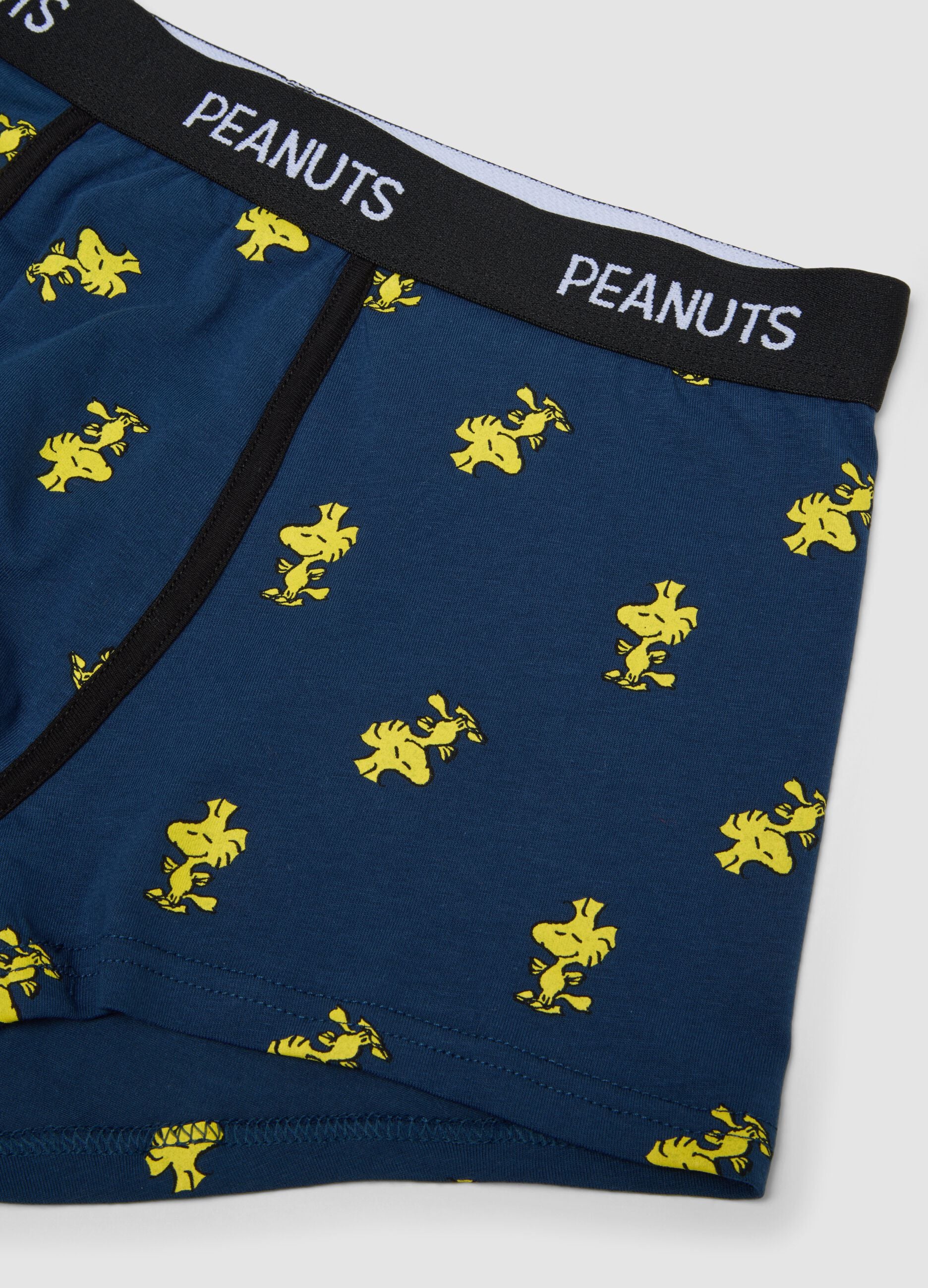 Blaue Boxer aus elastischer Bio-Baumwolle mit Peanuts-Muster