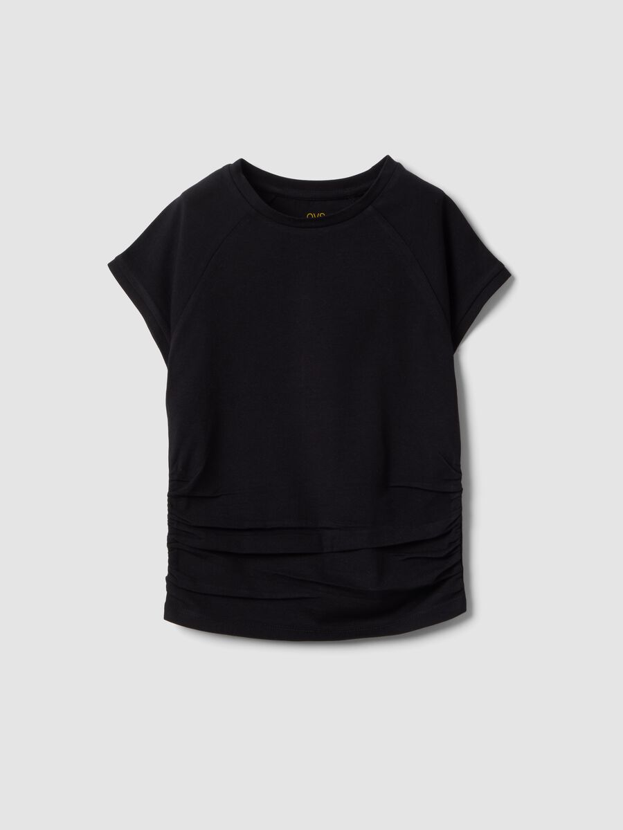 Girls' black stretch cotton slim fit t-shirt_0