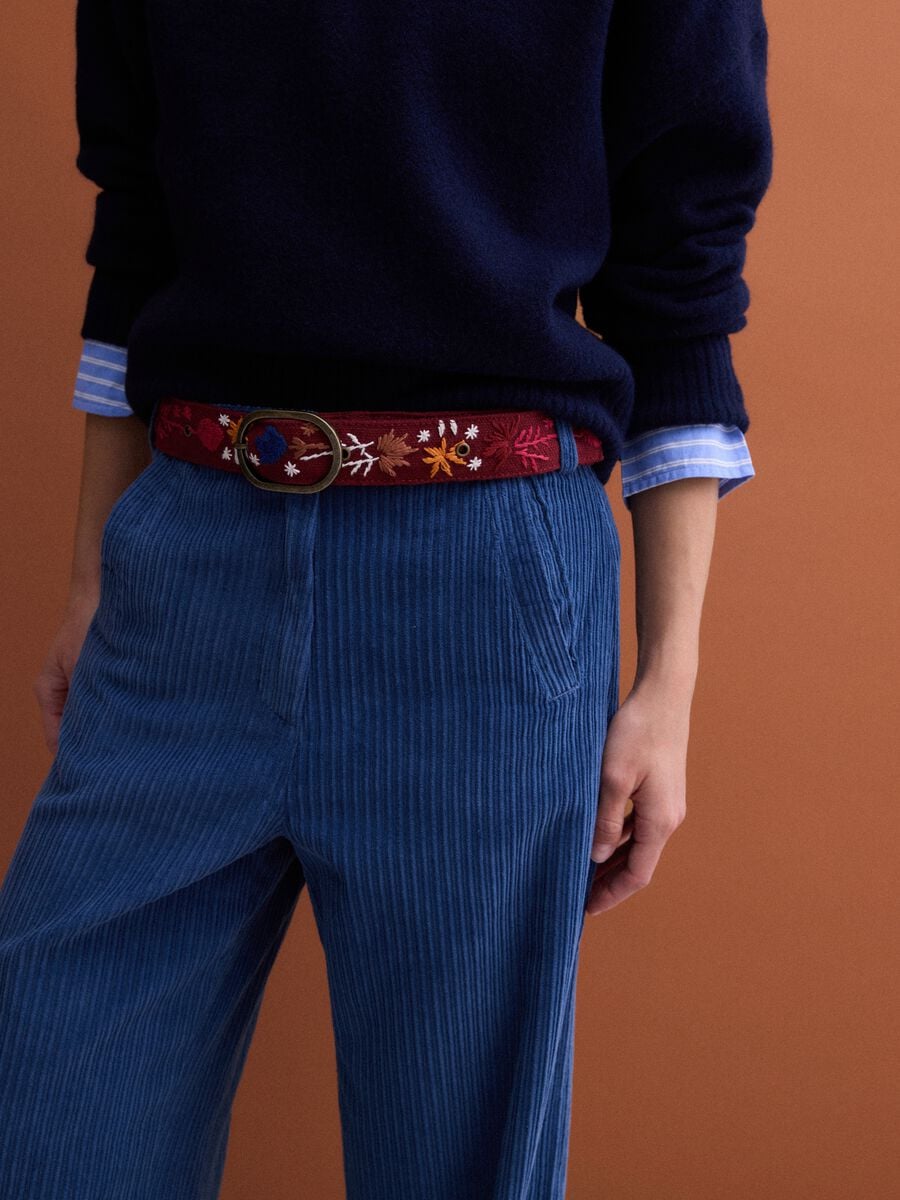 Blaue und hellblaue Ripp-Hose aus reiner Baumwolle_2