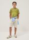 Beige pure cotton shorts with elasticated waist_0