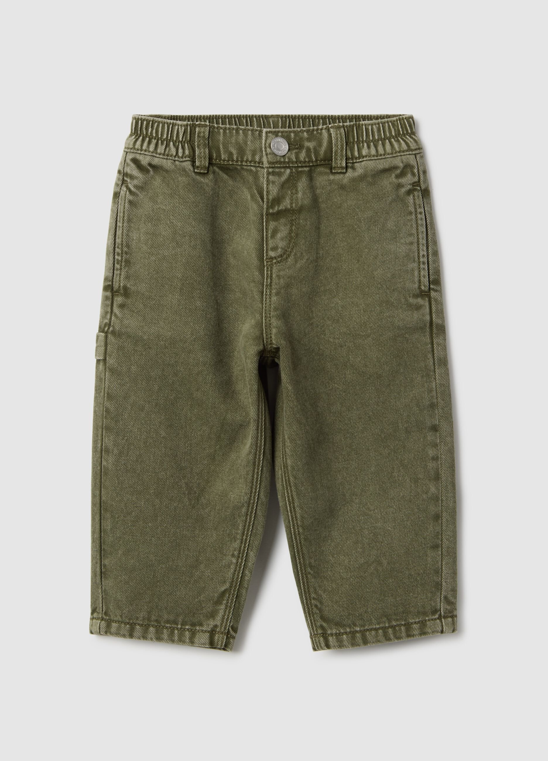 Pantaloni verde militare in puro cotone per bambino