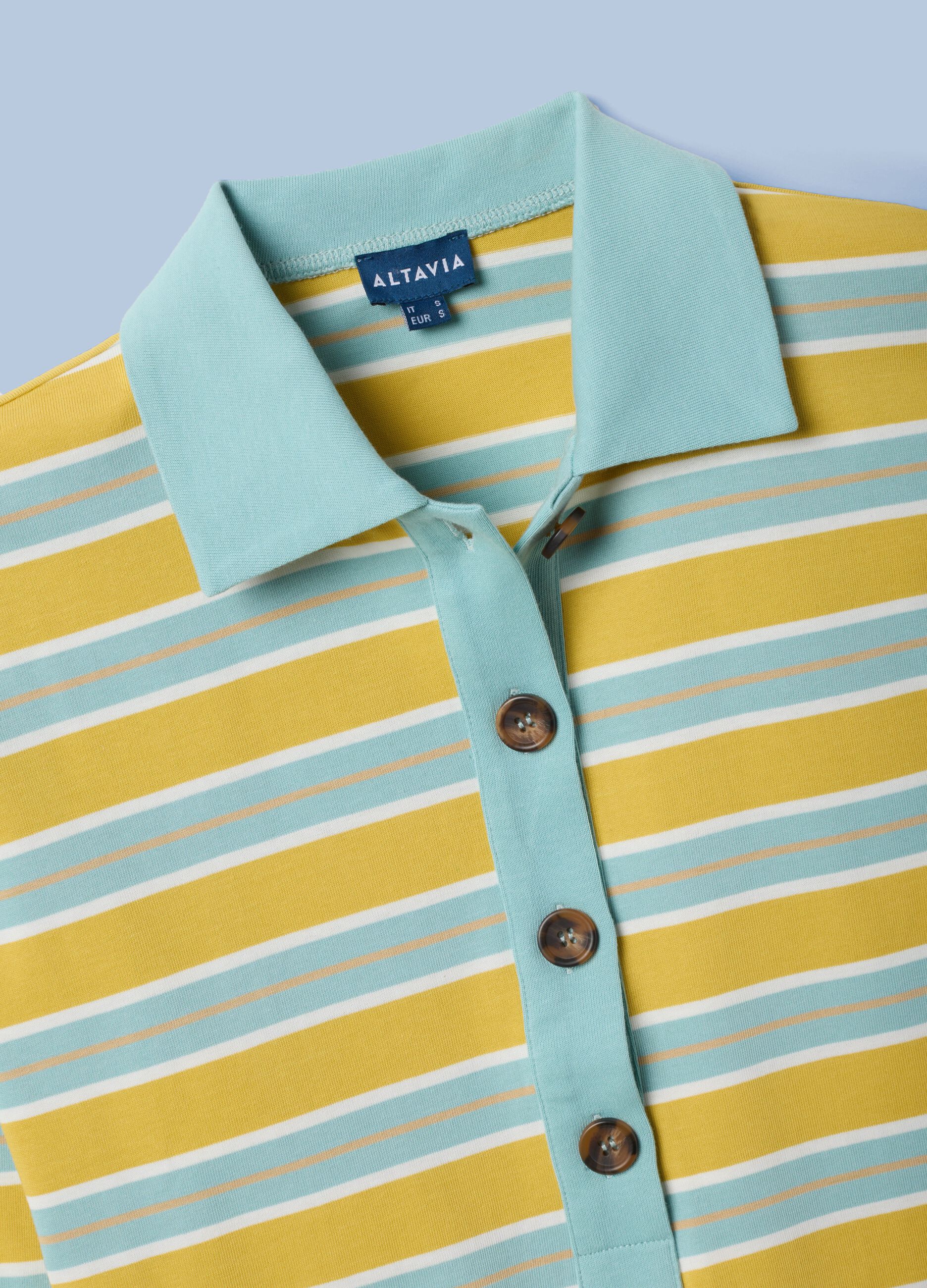 Gestreiftes ALTAVIA SAILING Langarm-Poloshirt aus reiner Baumwolle