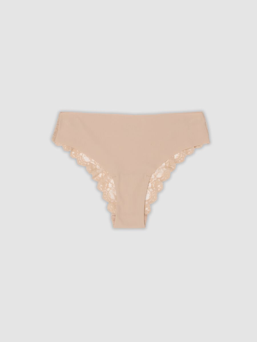 Beige Brasil-Slip aus elastischer Mikrofaser mit Spitze_4