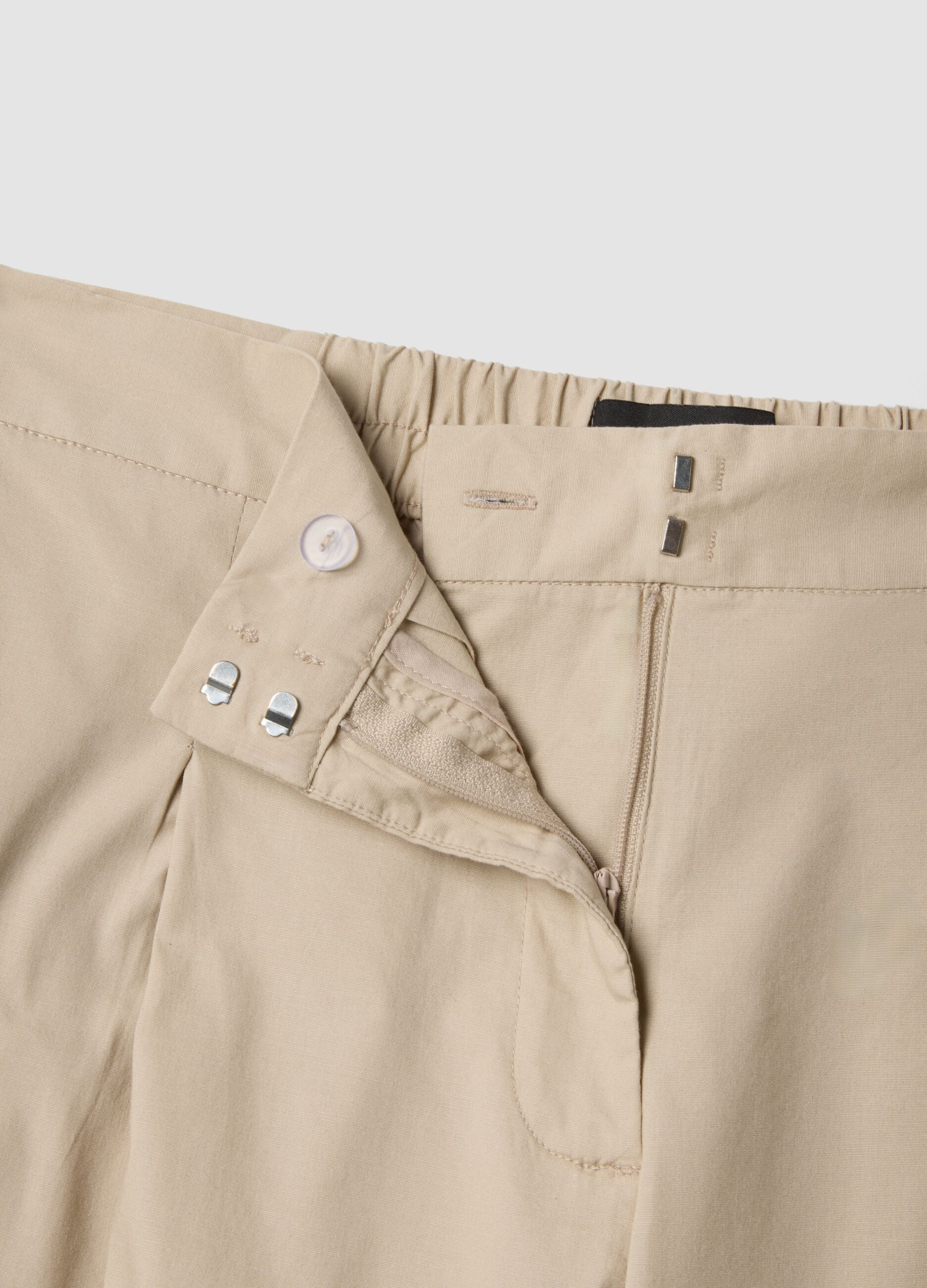 Beige stretch cotton palazzo trousers