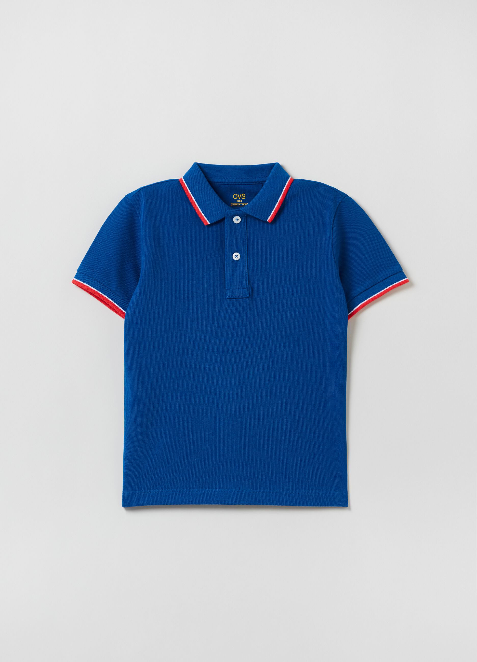 Polo shirt in piquet with striped trim
