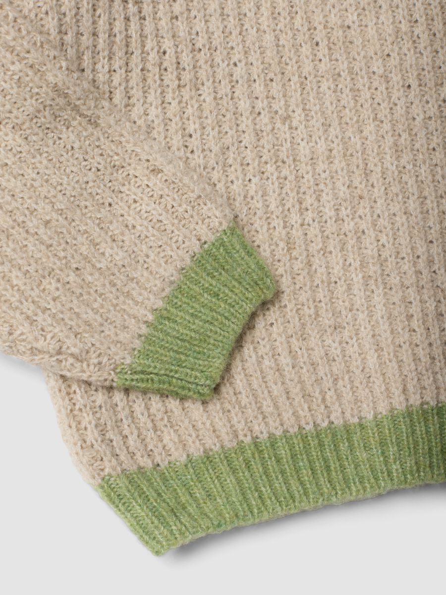 Beige stretch crew-neck jumper in oversized fit_3