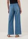 Blue pure cotton wide-leg denim jeans_2