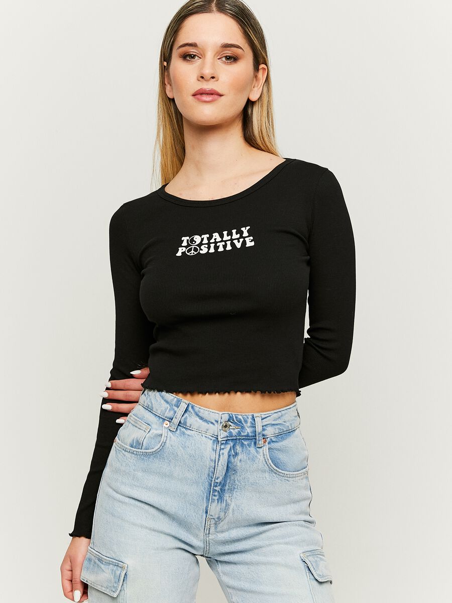 Ribbed crop T-shirt with print_1