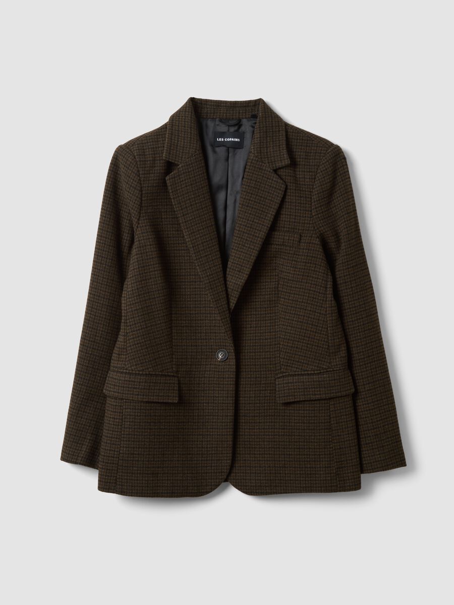 Blazer castanho em mistura de l&atilde; com lapelas cl&aacute;ssicas_0