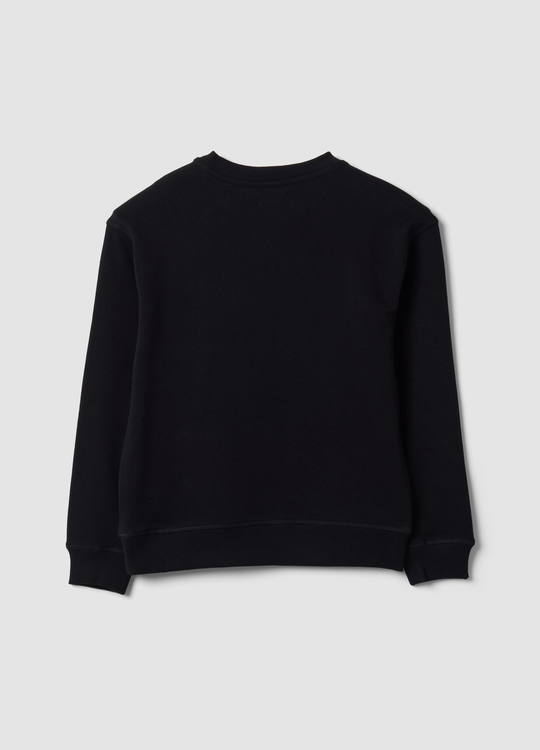 Schwarzes Sweatshirt aus reiner Baumwolle mit Rundhalsausschnitt f&uuml;r Jungen, Relaxed Fit