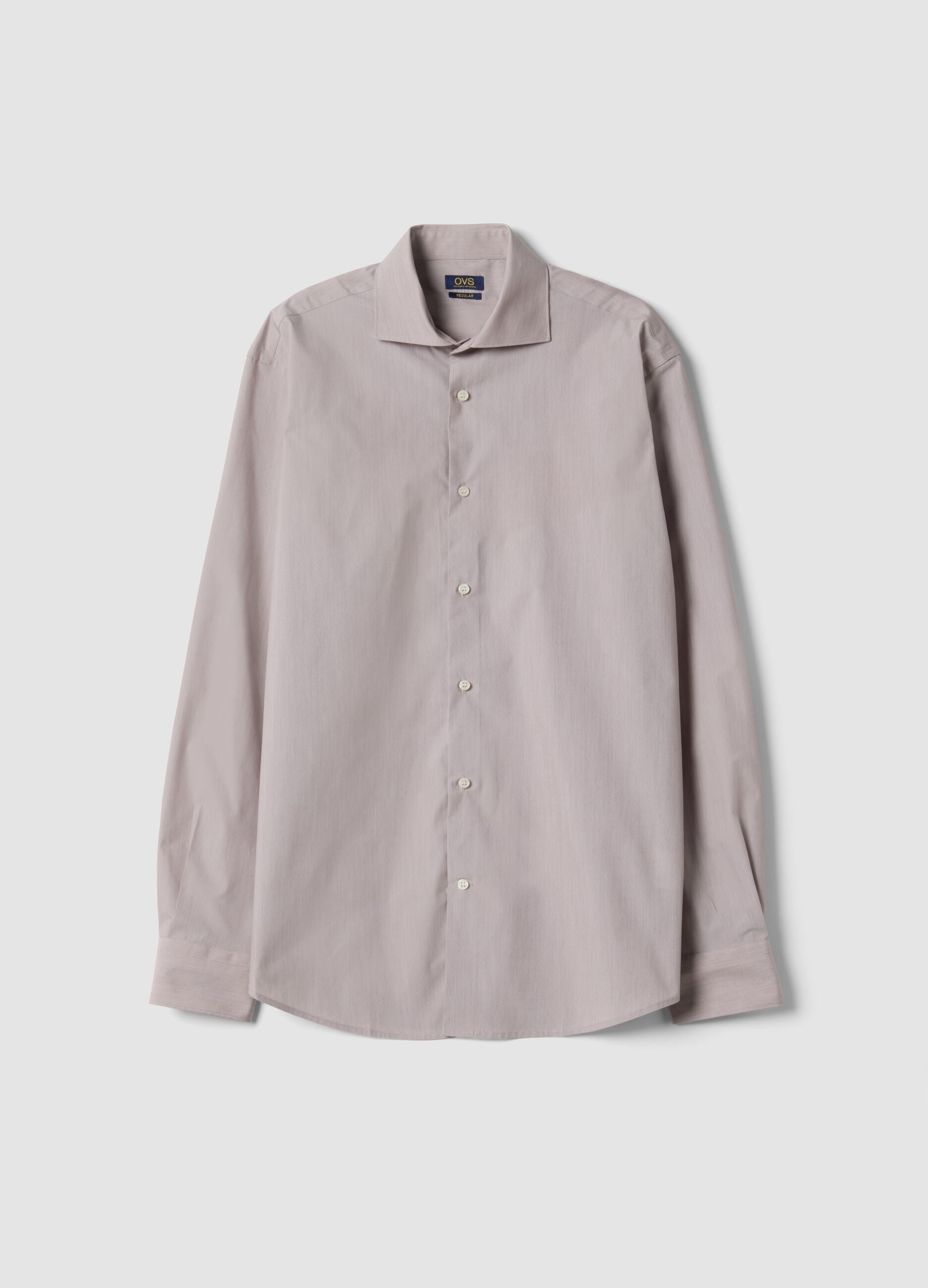 Grey poplin shirt in lyocell blend with easy-iron French collar