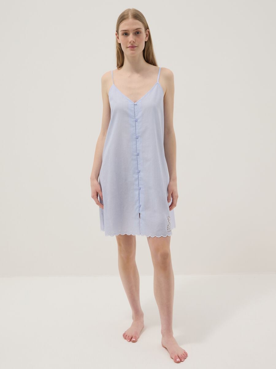 Light blue organic cotton nightdress with thin straps_0