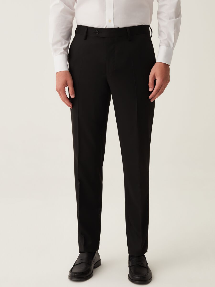 Black slim-fit trousers_1