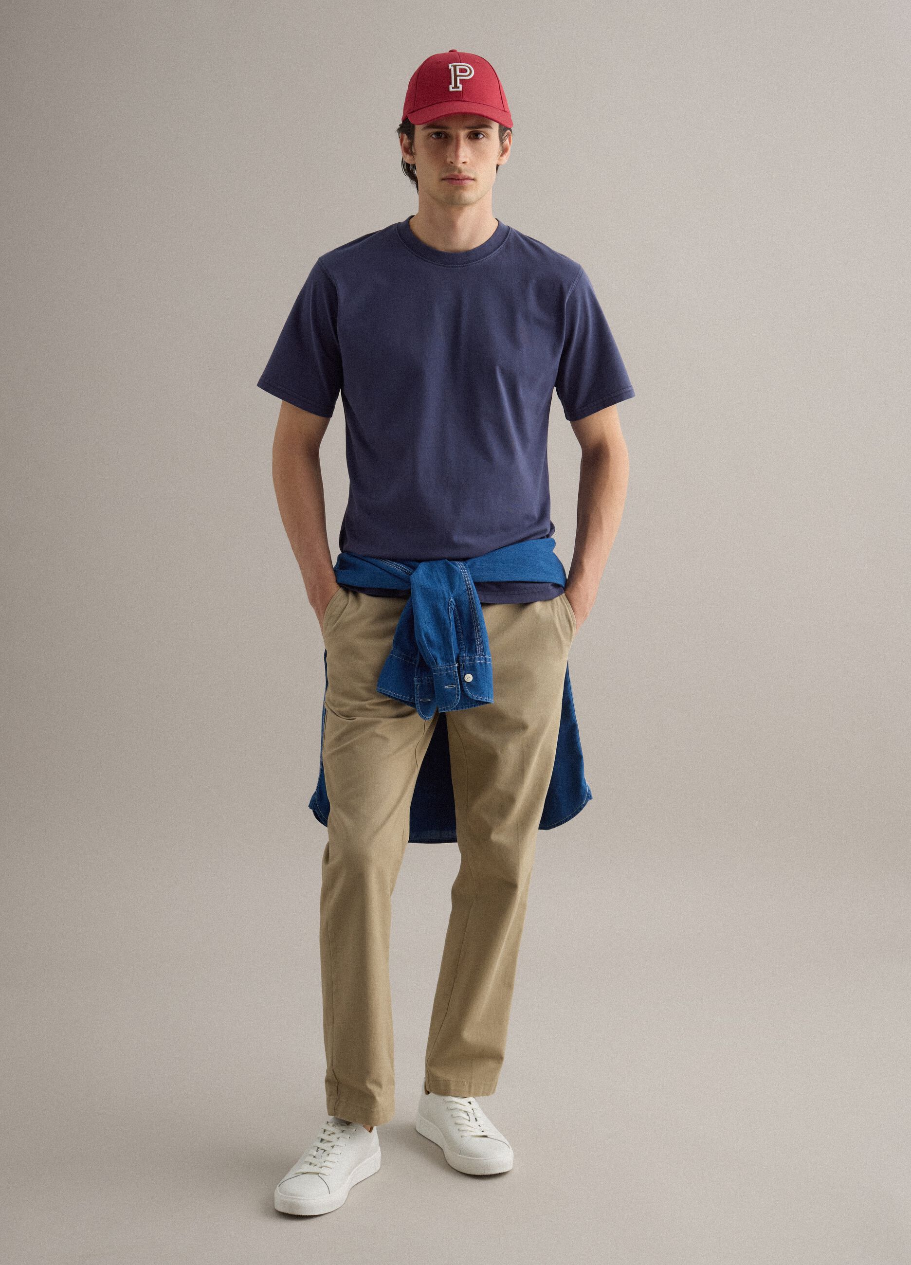 Blaue T-Shirt aus reiner Baumwolle im entspannten Schnitt