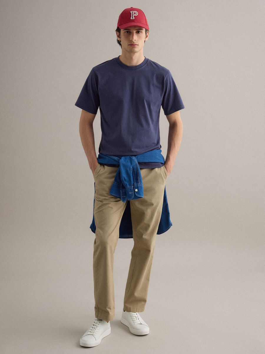 Blue pure cotton relaxed fit T-shirt_1