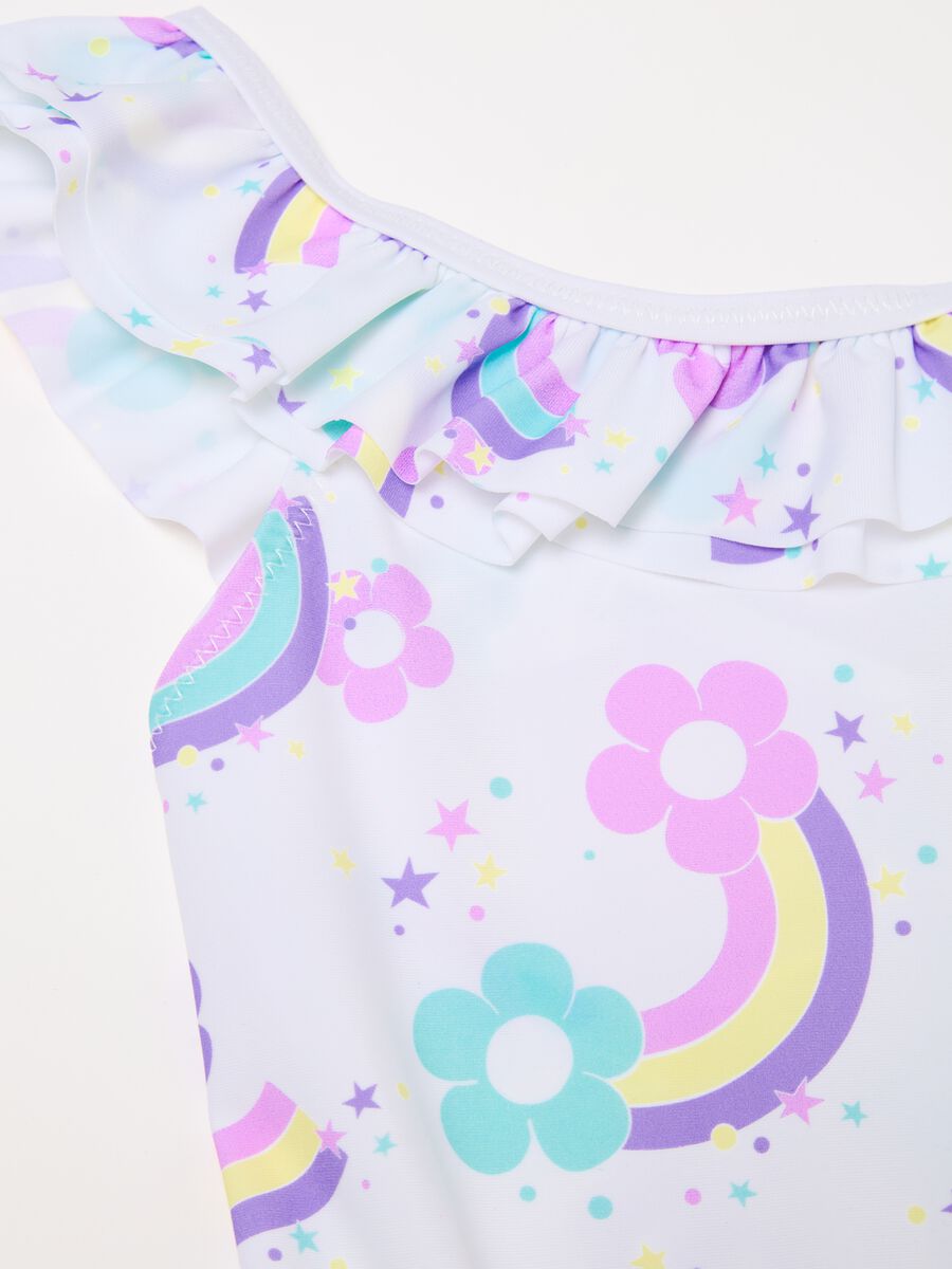 One-piece swimsuit with rainbows print_2