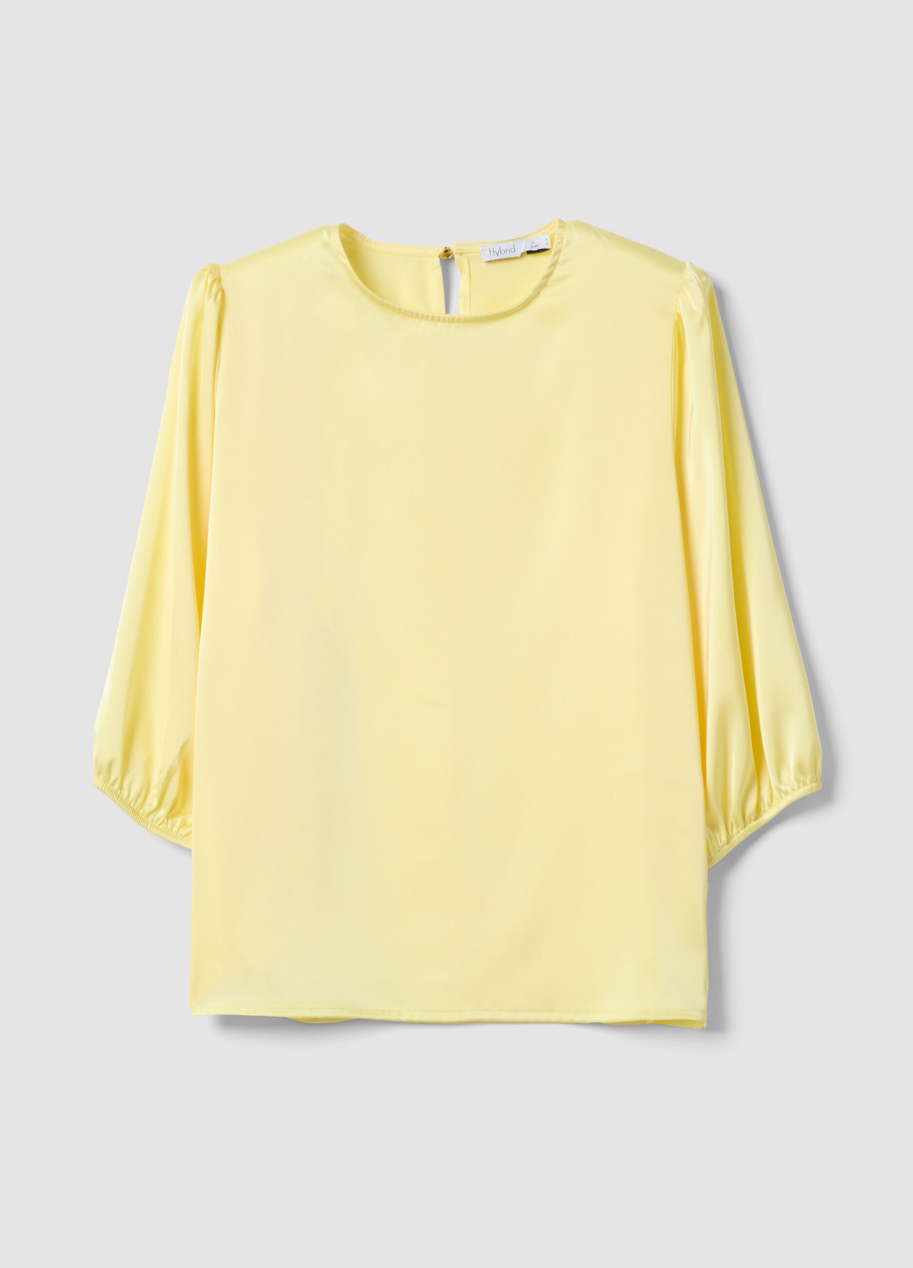 Yellow Regular Fit Long Sleeve Top with Keyhole Closure