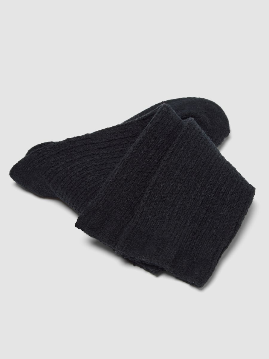 Long black stretch-fabric socks_1