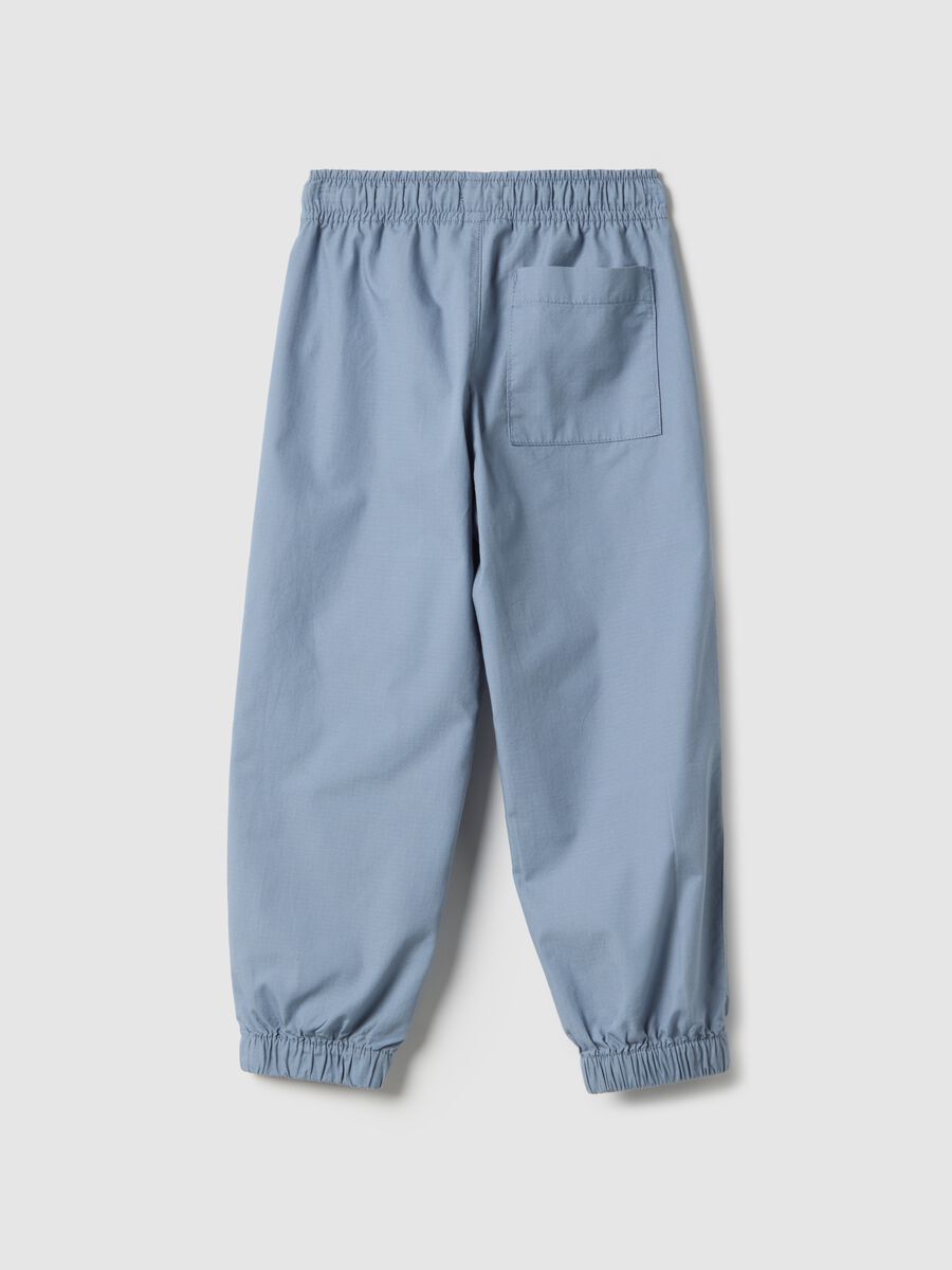 Regular fit azure pure cotton jogger trousers for children_1