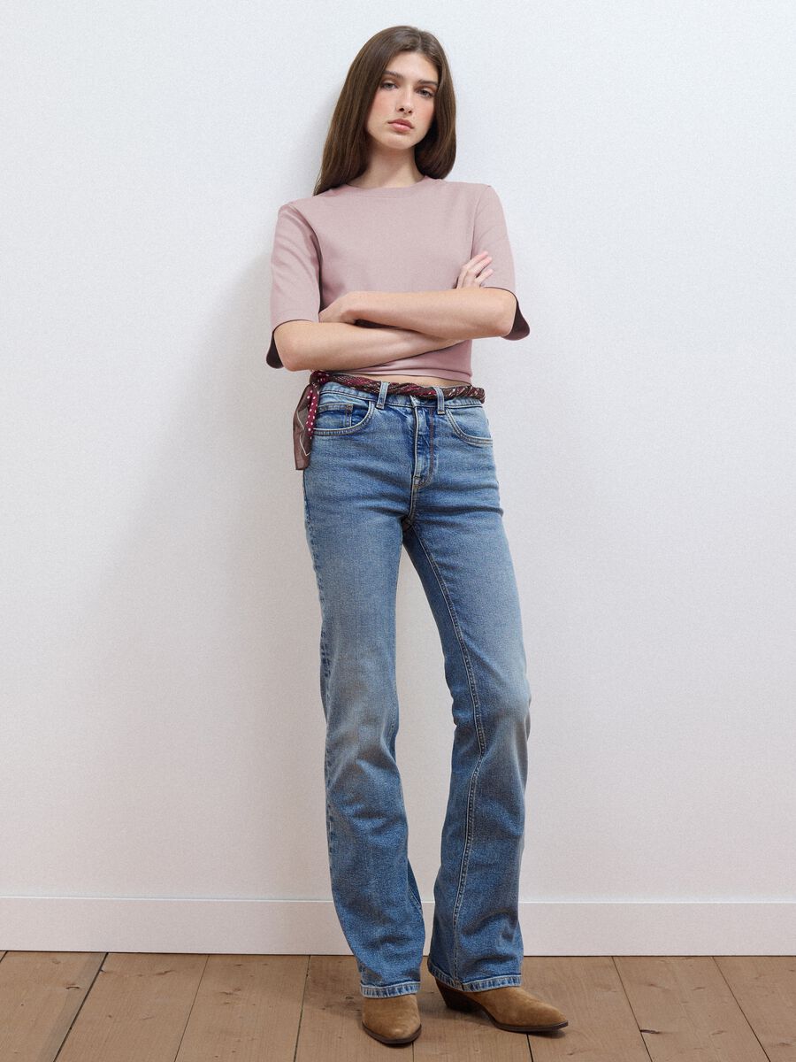 T-shirt rose coupe boxy en m&eacute;lange coton et viscose_2