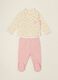 Conjunto para beb&eacute; menina em algod&atilde;o el&aacute;stico multicolor com motivos florais_0