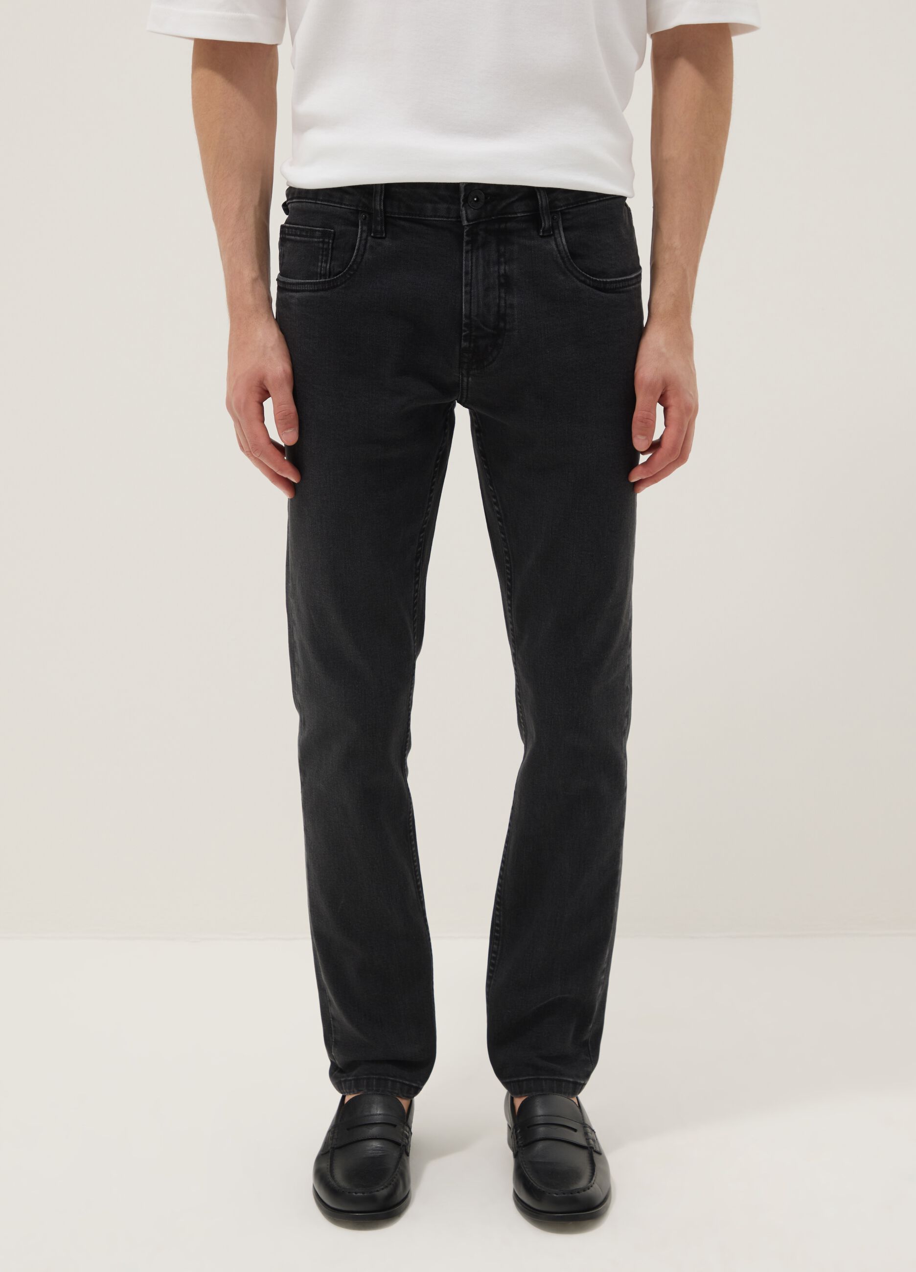 Black stretch cotton skinny-fit jeans