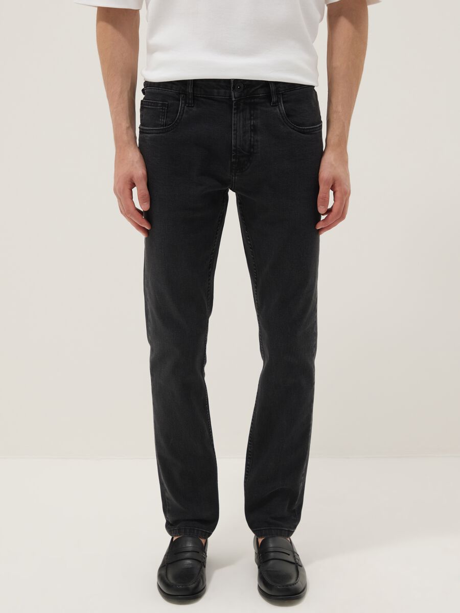 Black stretch cotton skinny-fit jeans_1