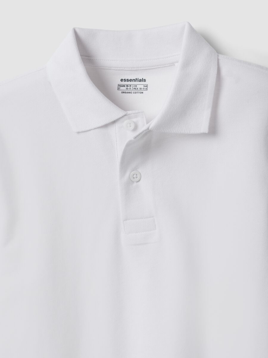 Boys&rsquo; regular-fit organic cotton piqu&eacute; white polo shirt_5