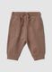 Brown organic cotton trousers with elasticated waist_0