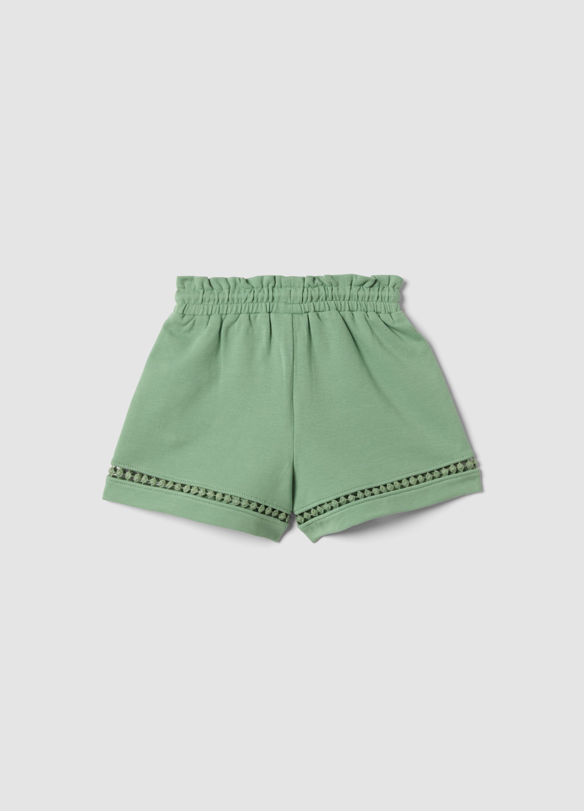Cal&ccedil;&otilde;es verdes em algod&atilde;o el&aacute;stico para beb&eacute; menina, corte regular