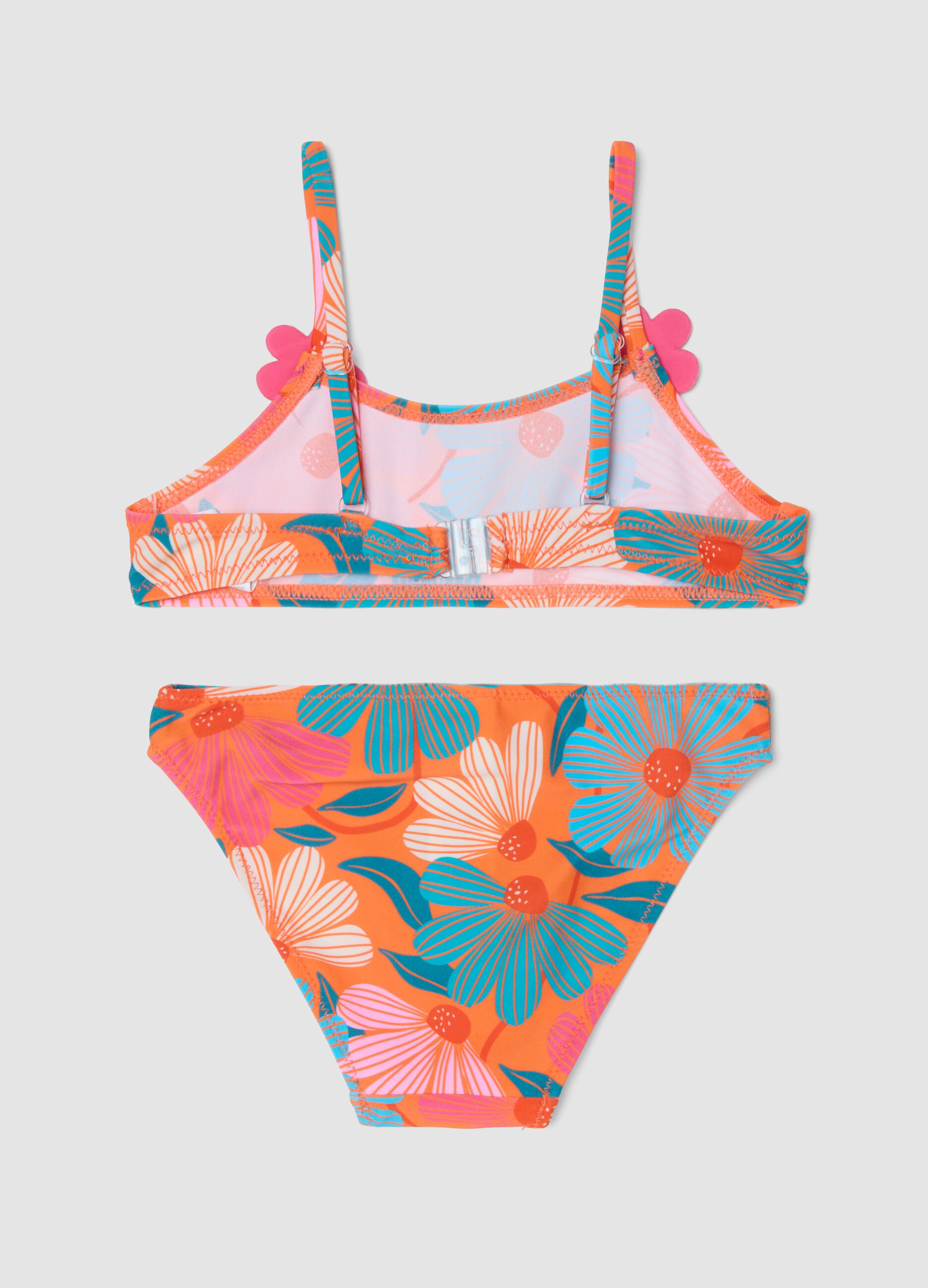 Girls&rsquo; multicolour floral print bikini