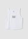 Girls&rsquo; white fitted stretch cotton vest top with embroidery_3