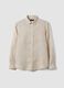 Beige pure linen shirt with button-down collar, regular fit_4