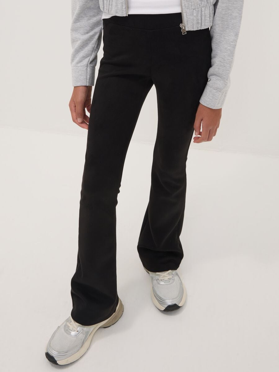 Black flared leggings in stretch fabric_2