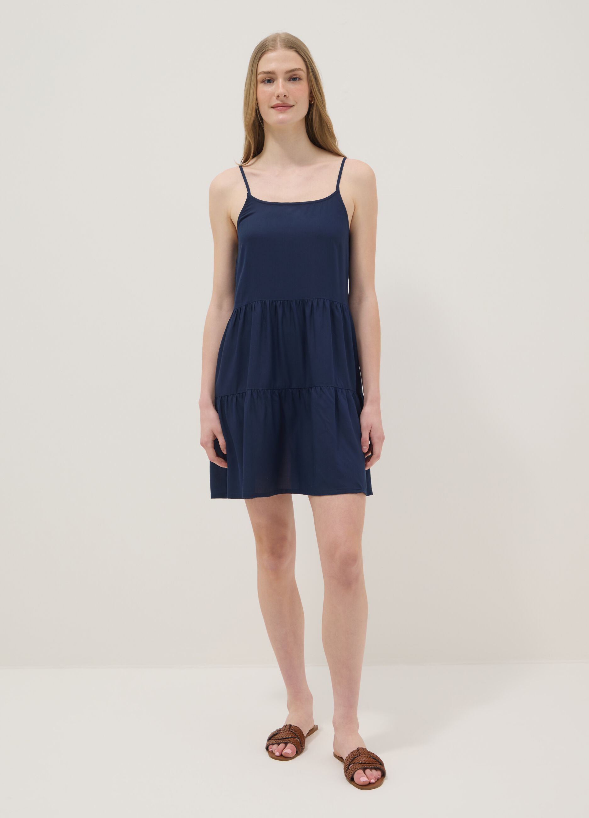 Blue dress in pure viscose