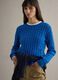 Blue sweater in pure cotton regular fit with cable knit_0