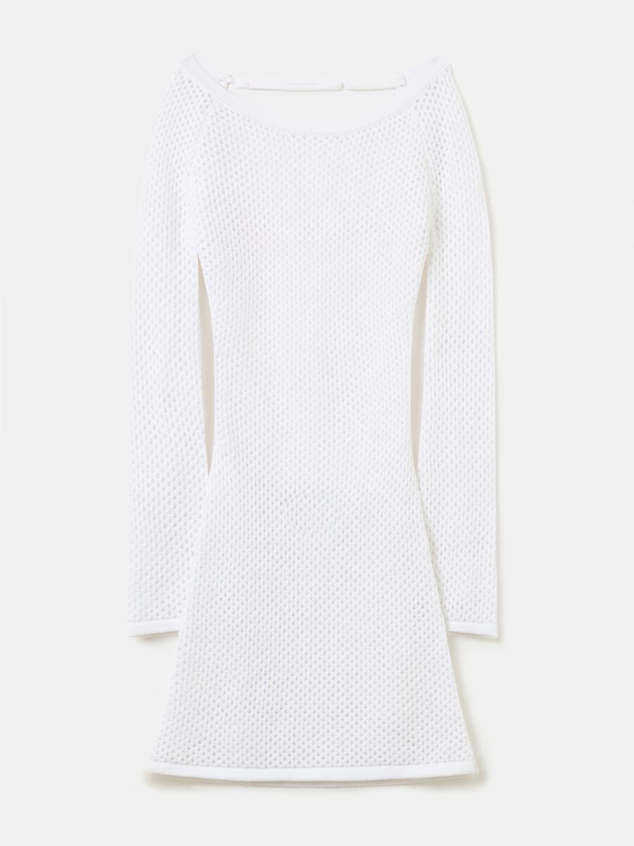 Backless Knitted Mini Dress White_4