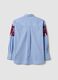 Camicia azzurra in popeline di puro cotone con ricami floreali regular fit_6