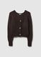 Brown V-neck cardigan in mohair and wool regular fit_4