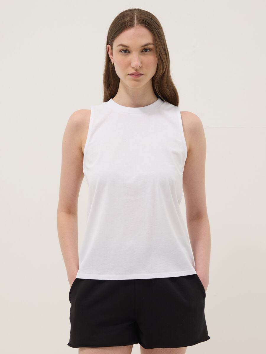 White pure cotton tank top_1