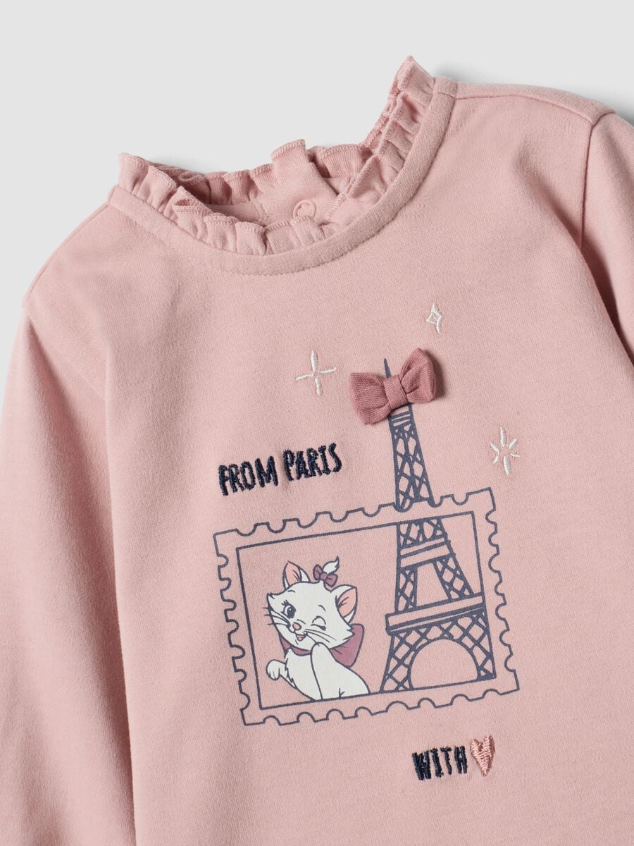 Pink organic cotton T-shirt with The Aristocats print for baby girl_2