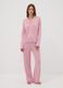 Pijama rosa em viscose pura com decote em V e debruns em contraste_1