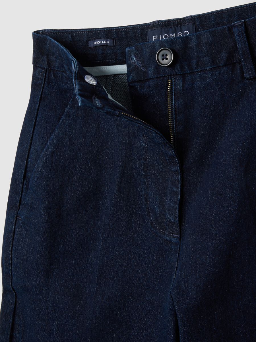 Blue Stretch Denim Wide Leg Trousers_1