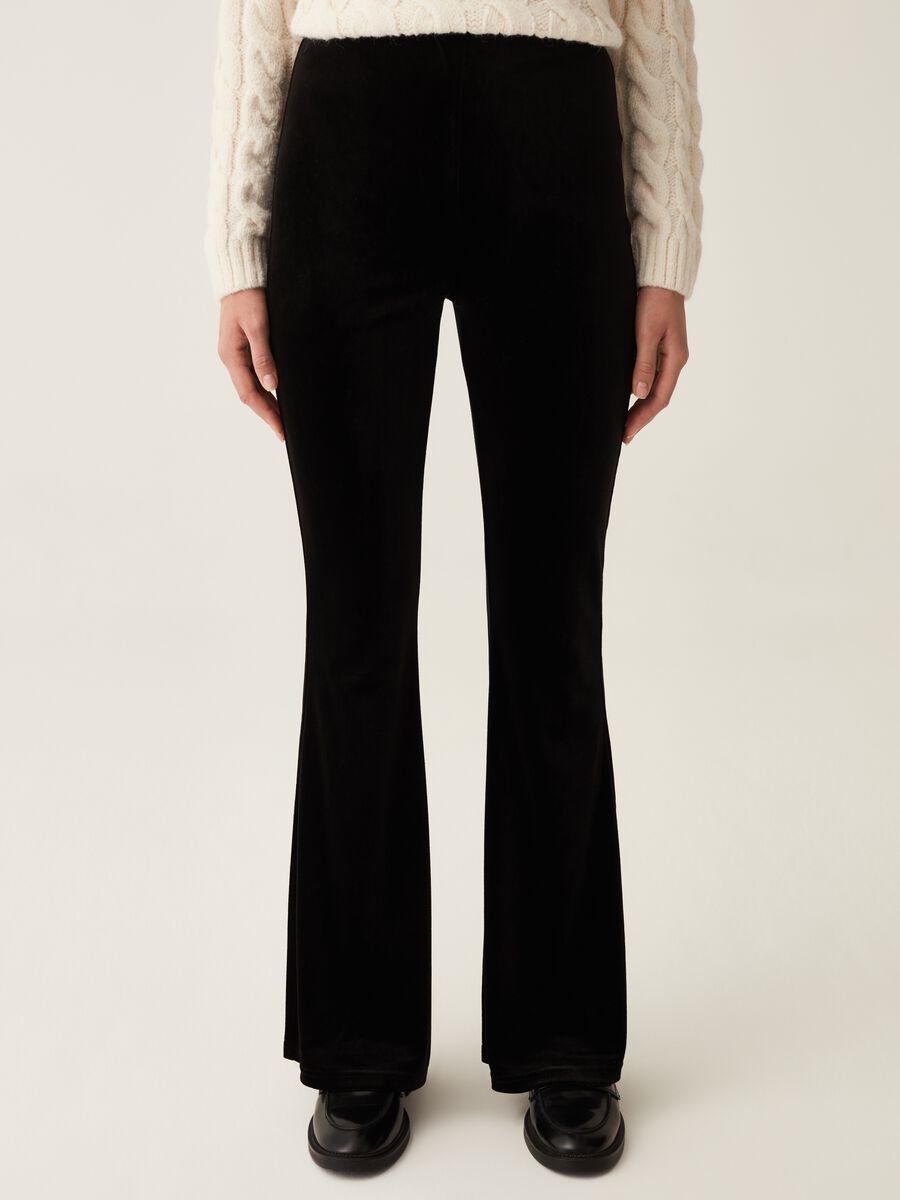 Flare-fit velvet trousers_1