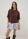 T-shirt marrone in puro cotone con ricamo boxy fit_0