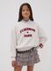 Beige cotton-blend crew-neck sweatshirt with Paris print for girls_0