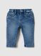 Blue cotton blend jeans for newborns regular fit_0
