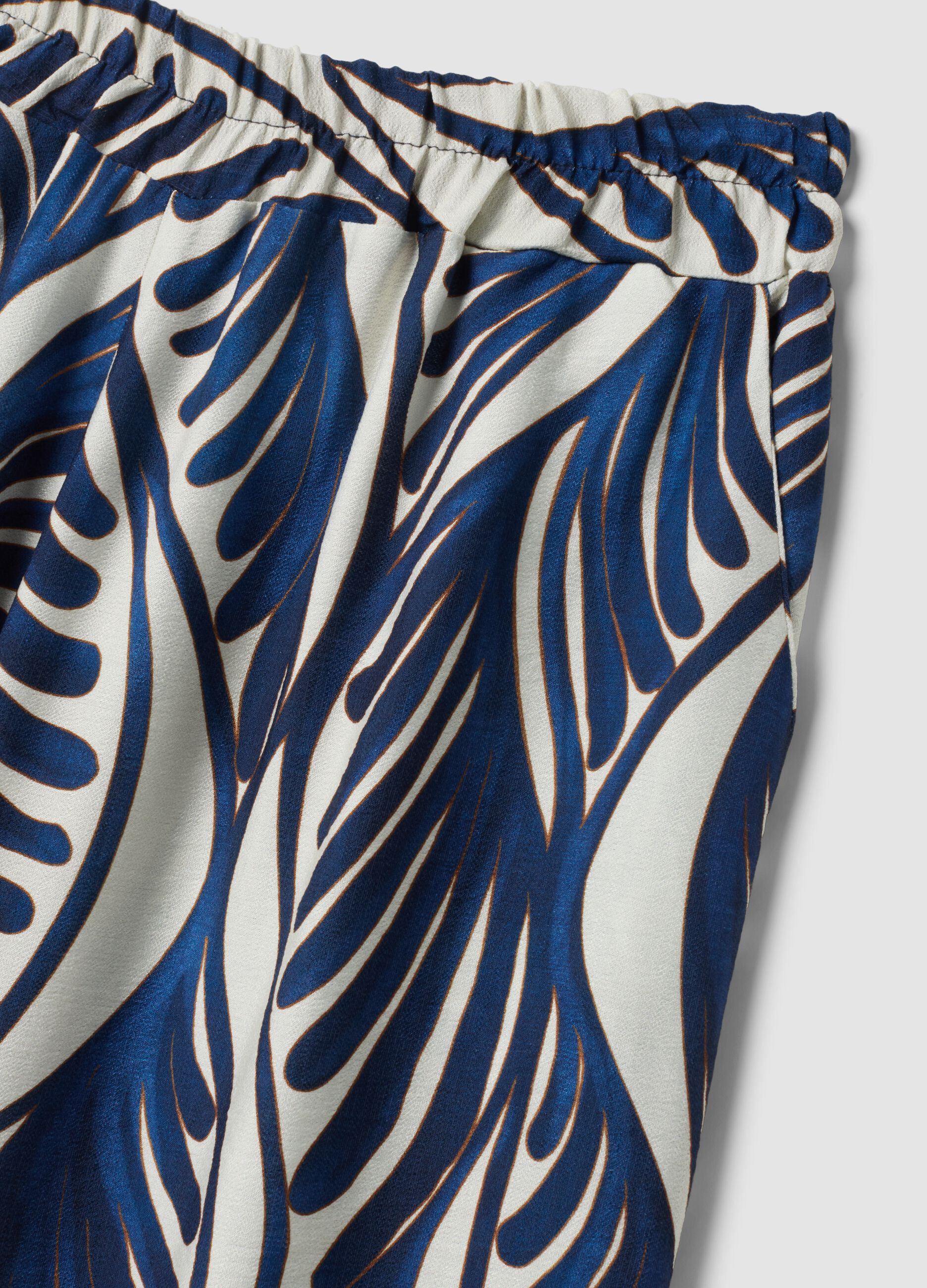 Blue viscose-blend palazzo trousers