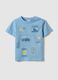 T-shirt in puro cotone azzurro da bimbo regular fit con stampe_0