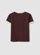 Brown cotton T-shirt with front graphic print and contrast trims_5
